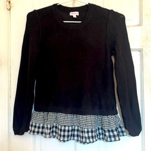 Design History girls black sweater with ruffle hem in size xl